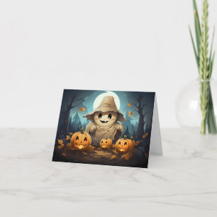 Cartão Ghost Halloween e Pumpkin