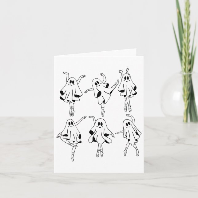 Cartão Ghost Llerinas Llet Dance Halloween Cute Ghost (Frente)