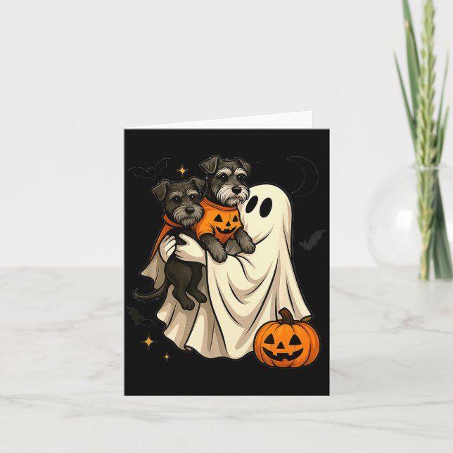 Cartão Ghost Miniature Schnauzer Dog Halloween  (Frente)