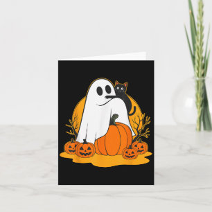 Cartão Ghost Negro Gato Gato Pumpkin Halloween Mano.