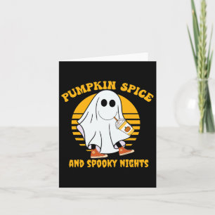 Cartão Ghost Pumpkin Spice Latey Fall Vibe Halloween Spoo