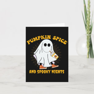 Cartão Ghost Pumpkin Spice Latey Fall Vibe Halloween Spoo