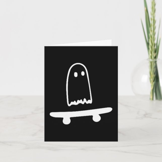 Cartão Ghost Skateboard Lazy Halloween Costume Funny Skat (Frente)