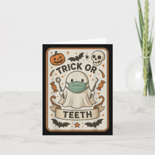 Cartão Ghost Trick Ou Teeth Dental Tarot Card Halloween D