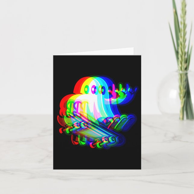 Cartão Ghost Trippy Vaporwave Halloween Techno Rave Edm M (Frente)