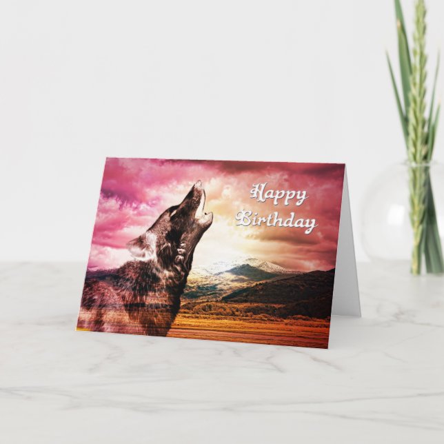 Cartão Ghost wolf howling birthday card (Frente)