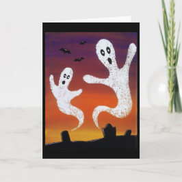 Cartão Ghosts in the Graveyard Halloween Greeting Card