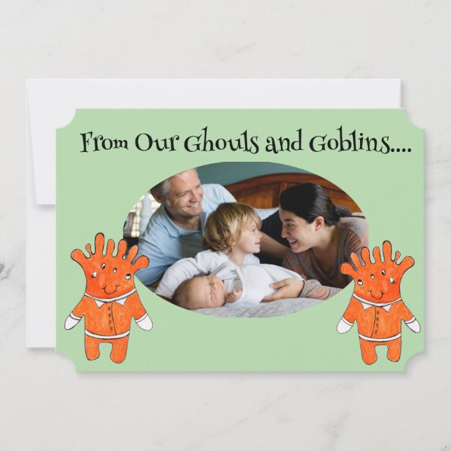 Cartão Ghouls Halloween e Goblins FOTO pintados (Frente)