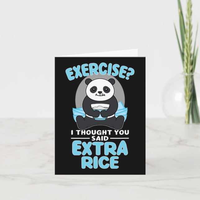 Cartão Giant Panda Funny Gym Workout Sayings Comida Malha (Frente)