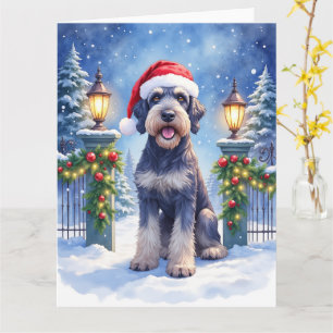 Cartão Giant Schnauzer Cerca de Ferro Nevada Papai Noel N