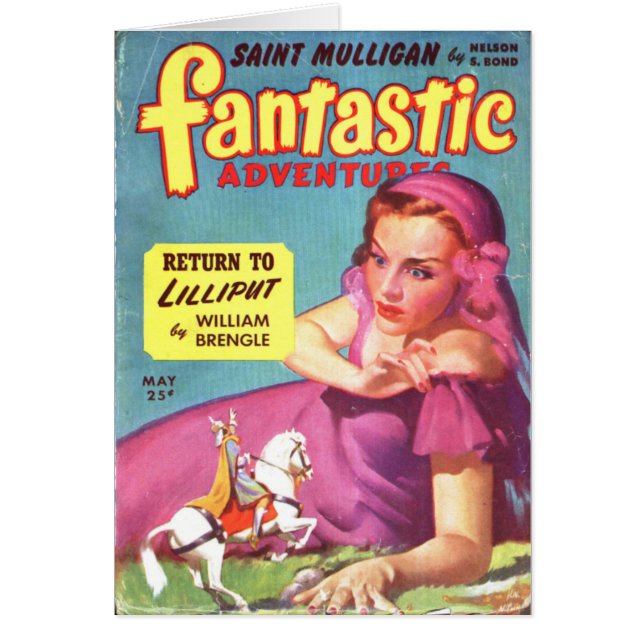 Cartão Giantess em um vestido da lavanda (Frente)