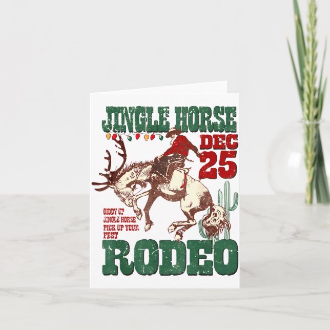 Cartão Giddy Up Jingle Horse Santa Cowboy Western Christm (Frente)