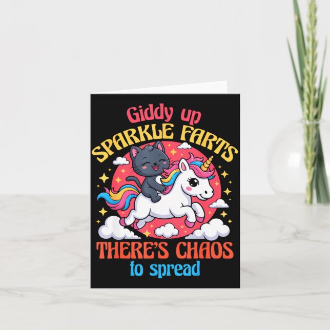 Cartão Giddy Up Sparkle Farts There's Chaos To Spread Cut (Frente)
