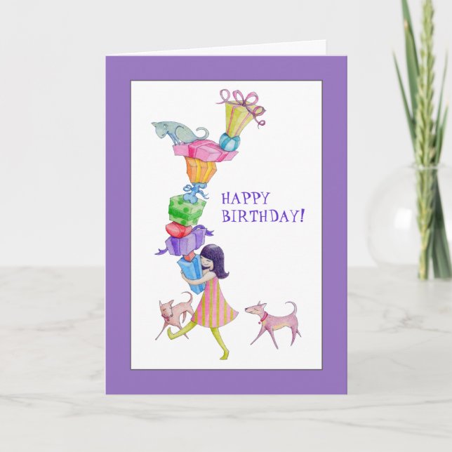 Cartão Gifts Girl Birthday Card (Frente)