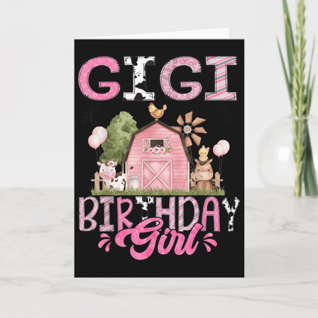 Cartão Gigi Of The Birthday Girl Cute Farm Cow Birthday G (Frente)