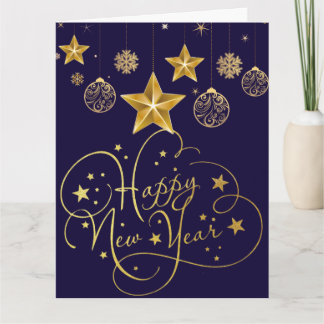 Cartão Gilded Midnight New Year’s Eve Card Luxury blue