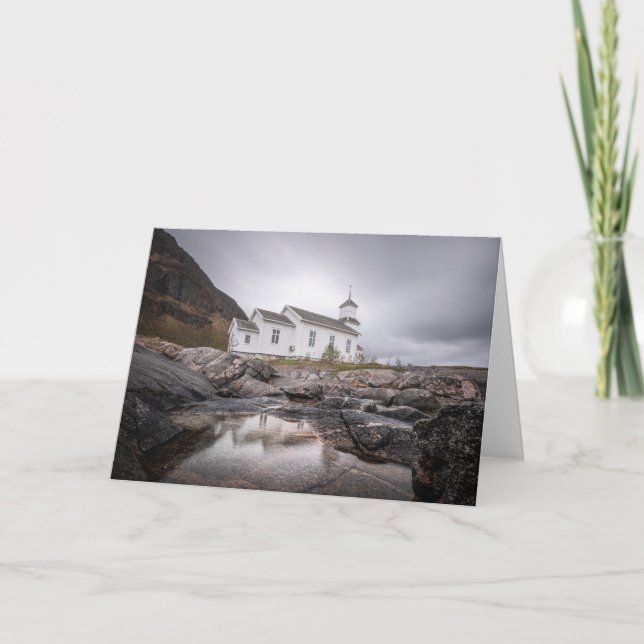 Cartão Gimsoy Church Lofoten Noruega (Frente)