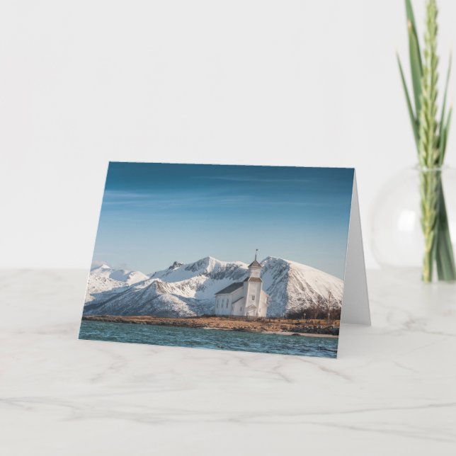 Cartão Gimsoy Church Lofoten Noruega (Frente)