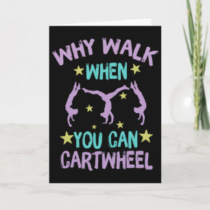 Cartão Ginástica de Cartwheel Legal das Meninas