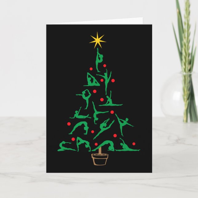 Cartão Ginástica de Natal Yoga Árvore de Natal  (Frente)
