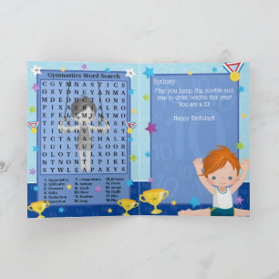 Cartão Ginger Boys Gymnastics Word Search Feliz Aniversár