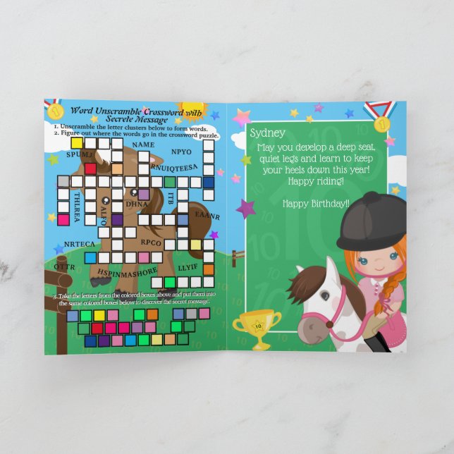 Cartão Ginger Girls - Mensagem Secreta Equestre Aniversár (Interior)