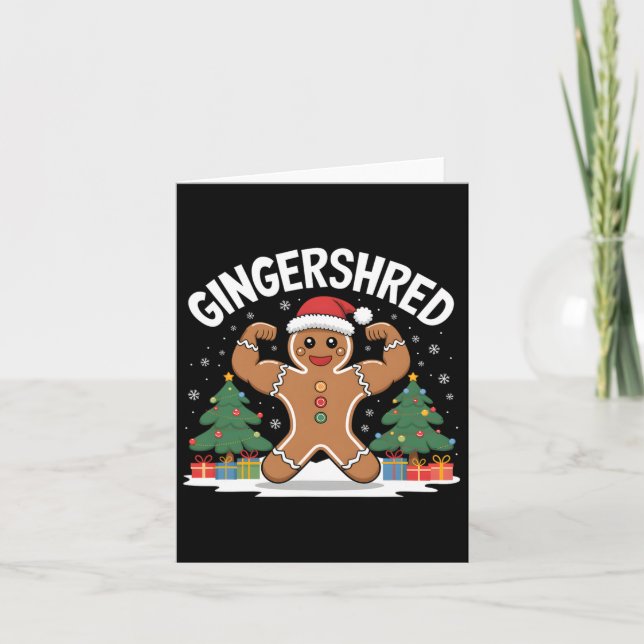 Cartão Gingerbird Man Gingershred Funny Gym Workout Chri (Frente)