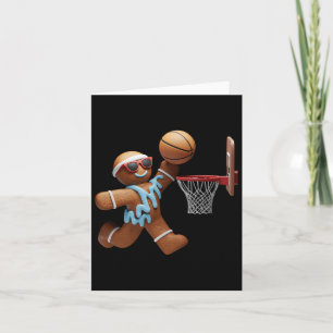 Cartão Gingerbird Man Jogando Basquete Natal