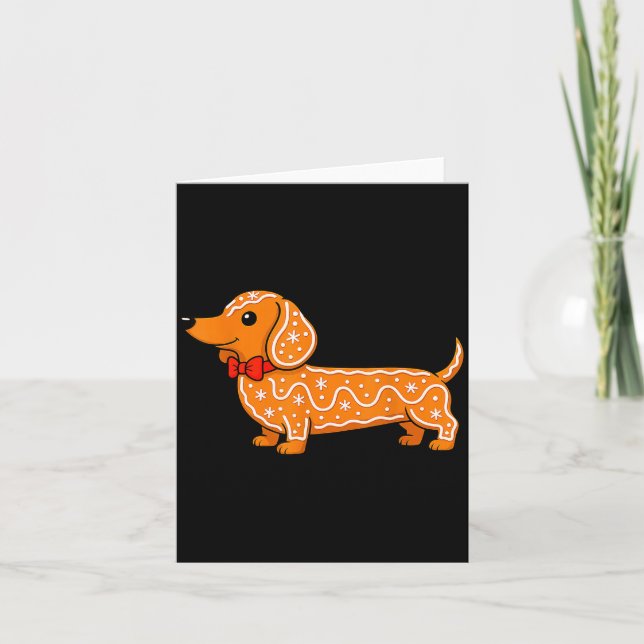 Cartão Gingerbread Dachshund Christmas Cute Weiner Dog  (Frente)