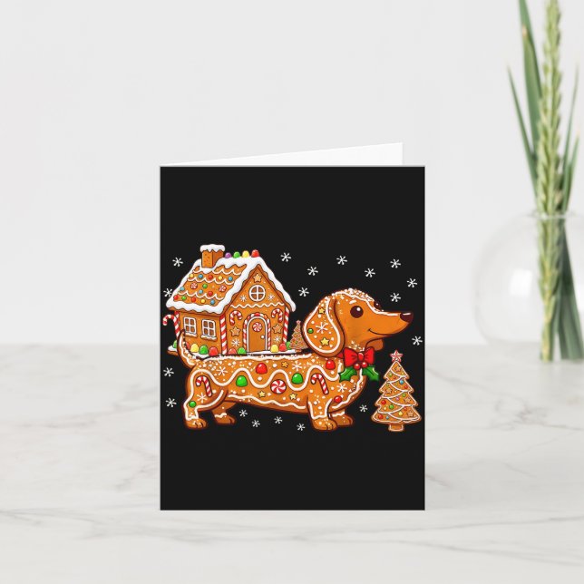 Cartão Gingerbread Dachshund Christmas Tree House Cookie  (Frente)