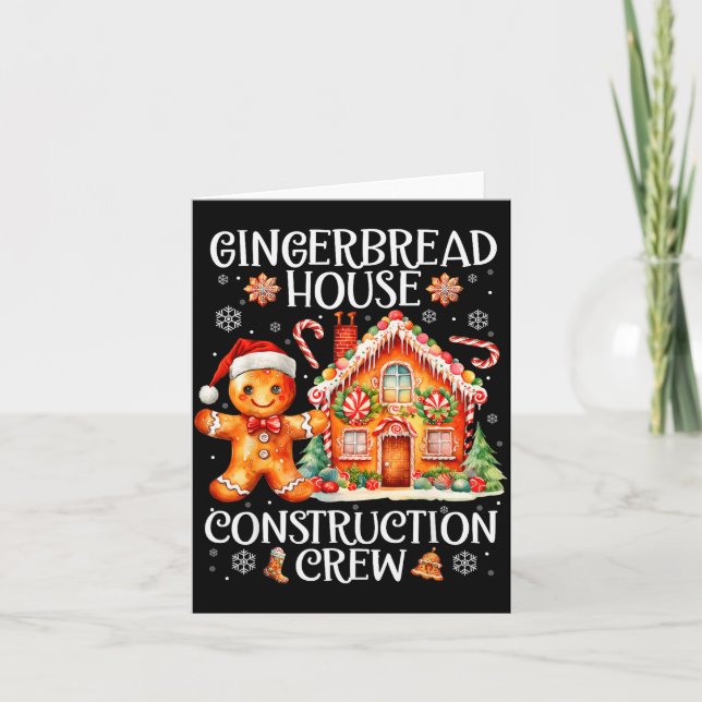 Cartão Gingerbread House Construction Crew Cookies Baking (Frente)