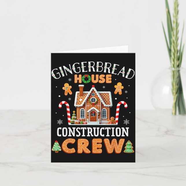 Cartão Gingerbread House Construction Crew Kids Men Women (Frente)