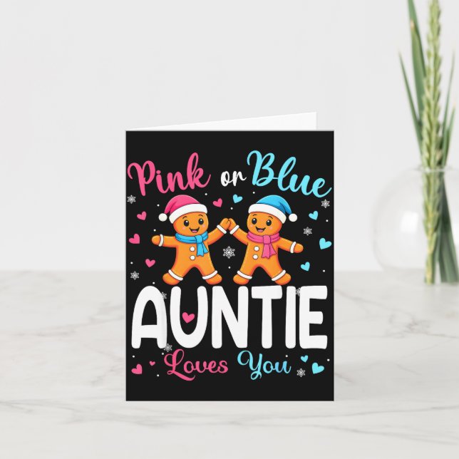Cartão Gingerbread Nk Or Blue Auntie Loves You Christmas  (Frente)