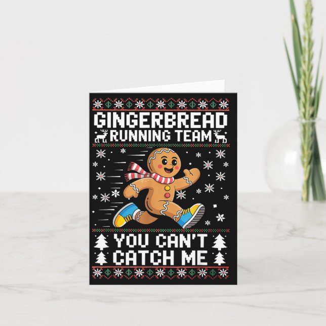 Cartão Gingerbread Running Team Christmas Run Runner Funn (Frente)