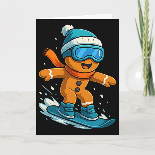 Cartão Gingerbread Snowboarder Christmas Holiday Snowboar (Frente)