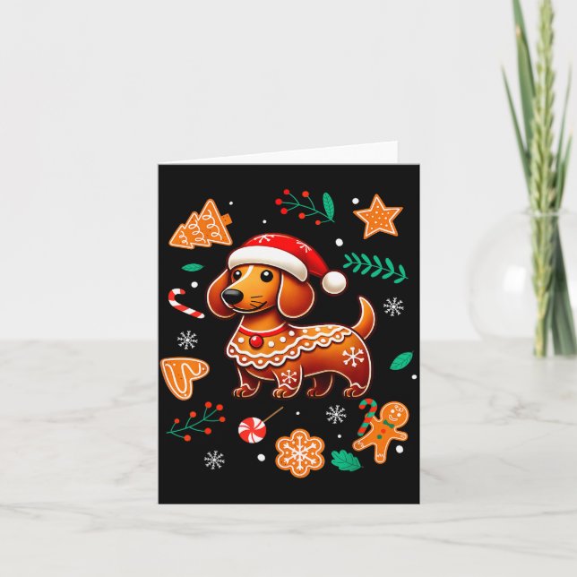 Cartão Gingerbread Weiner Dog Lover Dachshund Christmas C (Frente)