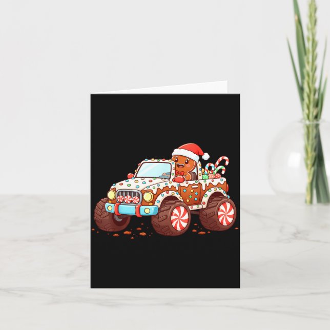 Cartão Gingerbread Xmas Candy Truck Funny Christmas Bakin (Frente)