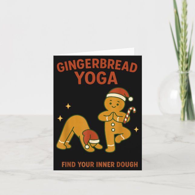 Cartão Gingerbread Yoga – Fun Holiday “find Your Inner Do (Frente)