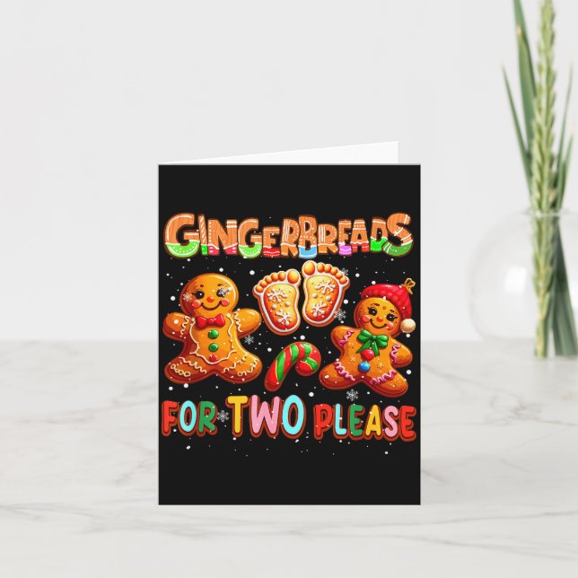 Cartão Gingerbreads For Two Please Christmas Pregnancy An (Frente)