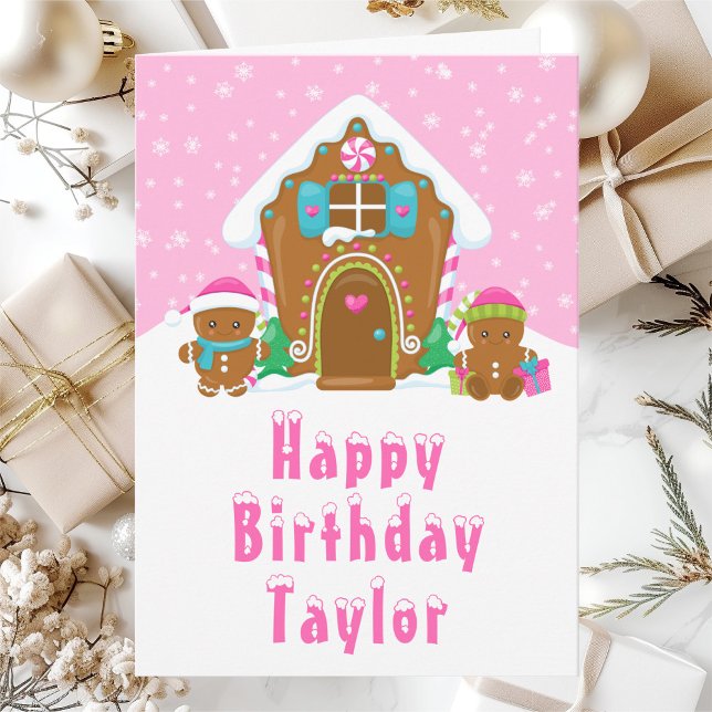 Cartão Gingercake House Pink Happy Birday (Criador carregado)