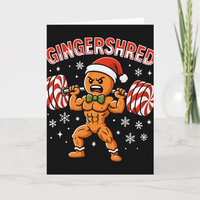 Cartão Gingershred Funny Gingerbread Man Gym Bodybuilding (Frente)