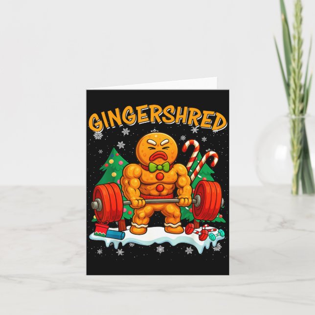 Cartão Gingershred Funny Gingerbread Man Gym Bodybuilding (Frente)