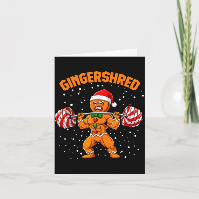 Cartão Gingershred Funny Gingerbread Man Gym Bodybuilding (Frente)