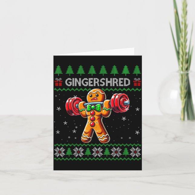 Cartão Gingershred Gym Christmas Ugly Sweater Gingerbread (Frente)