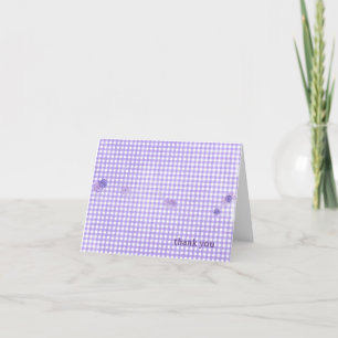 Cartão gingham roxo com flores obrigado você