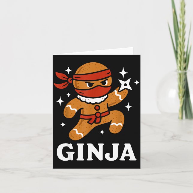 Cartão Ginjas Gingerbread Ninja Funny Christmas Cookie Bo (Frente)