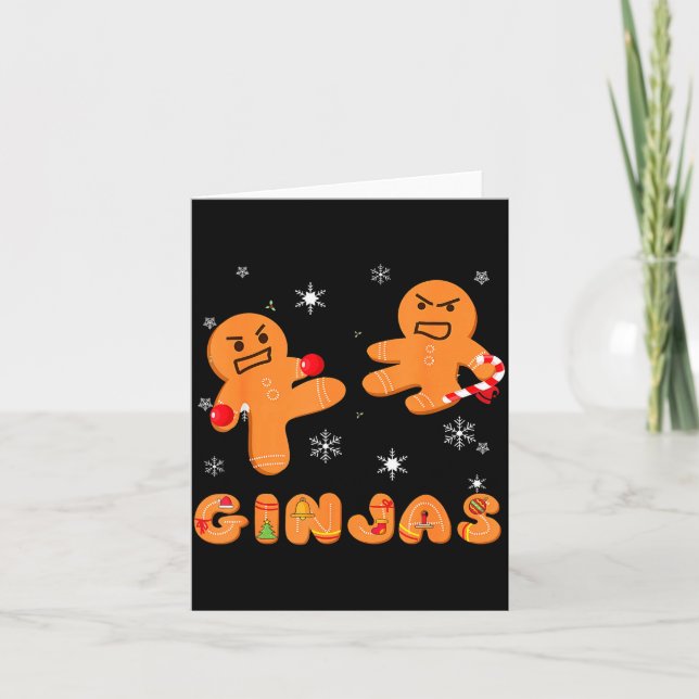 Cartão Ginjas Gingerbread Ninjas Funny Ugly Christmas  (Frente)