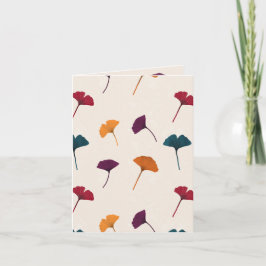 Cartão Ginkgo Leaf Pattern Watercolor Call Cores de outon