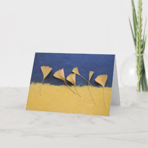 Cartão ginkgo leaves on handmade paper greeting card