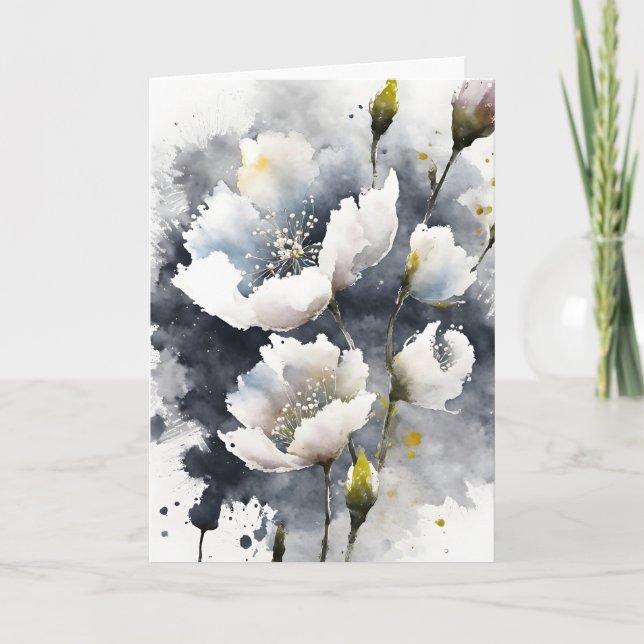 Cartão Gipsófila - Flores aquarela (Frente)